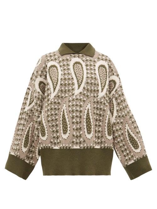 Matchesfashion.com Jw Anderson - Point Collar Paisley Intarsia Wool Sweater - Womens - Multi