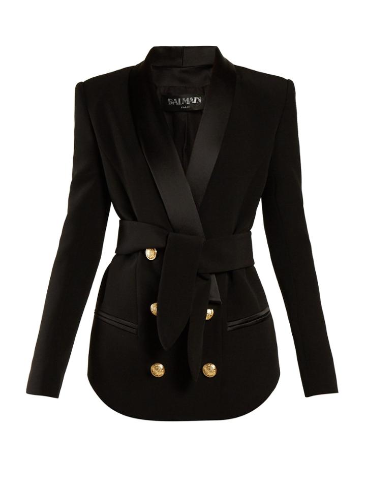 Balmain Tie-waist Double-breasted Blazer