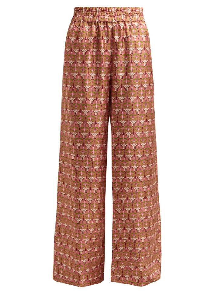 La Doublej Editions Mantis-print Palazzo Trousers