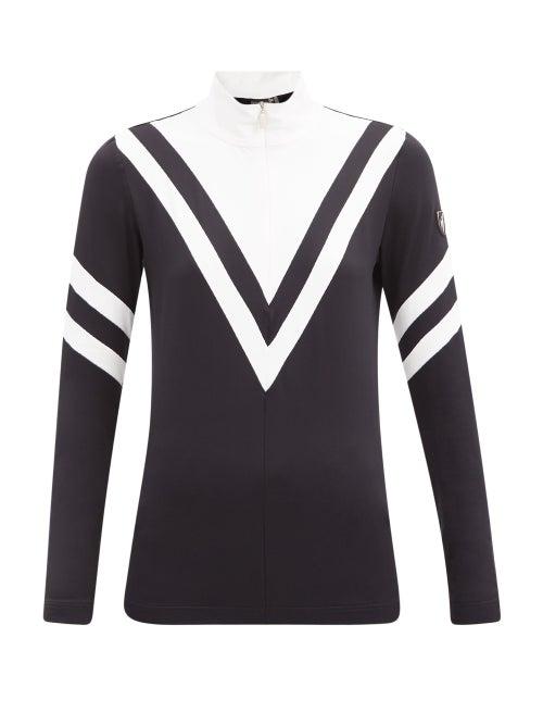 Matchesfashion.com Toni Sailer - Hedda Striped Quarter-zip Thermal Top - Womens - Black White