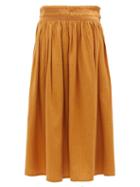 Matchesfashion.com Escvdo - Cuerda High-rise Ruched Woven-cotton Skirt - Womens - Dark Yellow