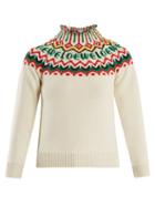 Matchesfashion.com Loewe - Logo Fair Isle Knit Sweater - Womens - White Multi