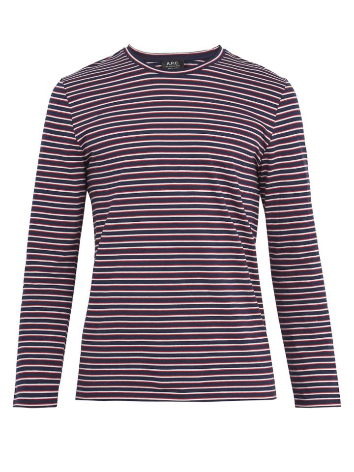 A.p.c. Mariniere Long-sleeved Striped Cotton T-shirt