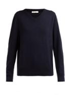 Matchesfashion.com The Row - Maley V Neck Cashmere Sweater - Womens - Navy