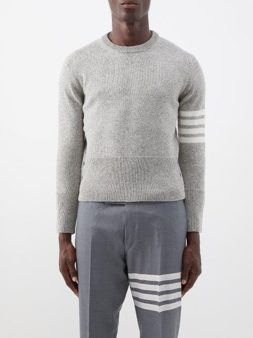 Thom Browne - Four-bar Striped Wool Sweater - Mens - Light Grey