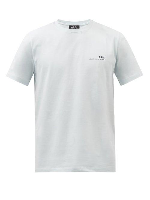 A.p.c. - Logo-print Cotton-jersey T-shirt - Mens - Light Blue