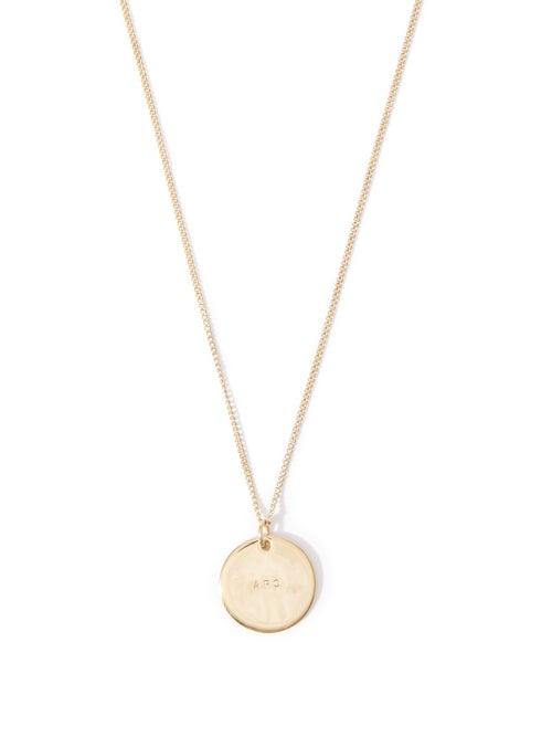 Matchesfashion.com A.p.c. - Eloi Logo-engraved Medallion Necklace - Mens - Gold