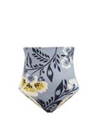 Ladies Beachwear Cala De La Cruz - Scarlett High-rise Floral-print Bikini Briefs - Womens - Blue Print