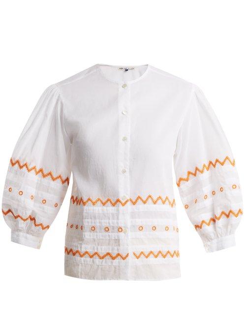 Matchesfashion.com Jupe By Jackie - Agrigan Embroidered Cotton Organdy Blouse - Womens - White