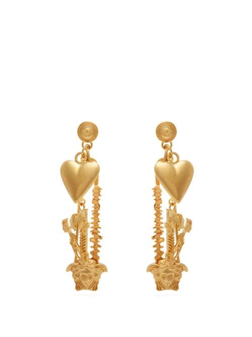 Matchesfashion.com Versace - Medusa Safety Pin Metal Earrings - Womens - Gold