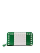 Matchesfashion.com Valentino - Free Rockstud Leather Continental Wallet - Womens - Green White
