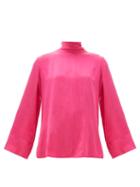 Matchesfashion.com Worme - The High Neck Silk Blouse - Womens - Pink
