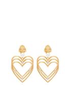 Matchesfashion.com Balenciaga - Crystal And Pearl Heart Clip On Earrings - Womens - Gold