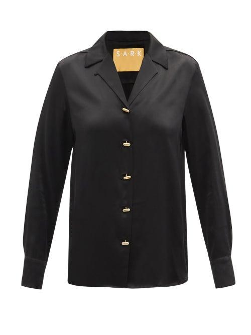 Matchesfashion.com S.a.r.k - Pill-button Silk-satin Shirt - Womens - Black