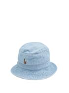 Matchesfashion.com Polo Ralph Lauren - Logo-embroidered Cotton-chambray Bucket Hat - Mens - Light Blue
