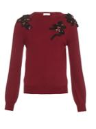 Oscar De La Renta Embellished Crew-neck Wool Sweater