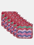 Pippa Holt - Set Of Six No.10 Zigzag Cotton Coasters - Womens - Purple Multi