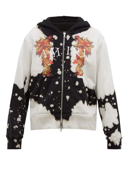 Matchesfashion.com Amiri - Watercolour Dragon Cotton Hooded Sweatshirt - Mens - Black Multi