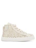 Matchesfashion.com Chlo - Lauren Scallop-edge Logo-lace High-top Trainers - Womens - Beige