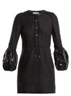 Matchesfashion.com Jw Anderson - Puff Sleeved Linen Mini Dress - Womens - Black
