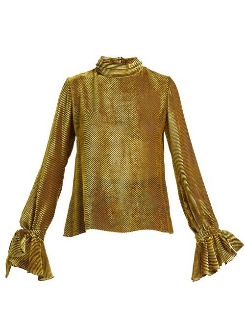 Matchesfashion.com Mary Katrantzou - Freda Velvet Devor Blouse - Womens - Black Gold