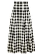Matchesfashion.com Norma Kamali - Grace High-rise Gingham-neoprene Midi Skirt - Womens - Black White