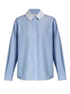 Trademark Lace-collar Cotton-poplin Shirt