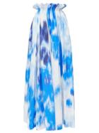 Matchesfashion.com Carolina Herrera - Superbloom-print Poplin Maxi Skirt - Womens - Blue White