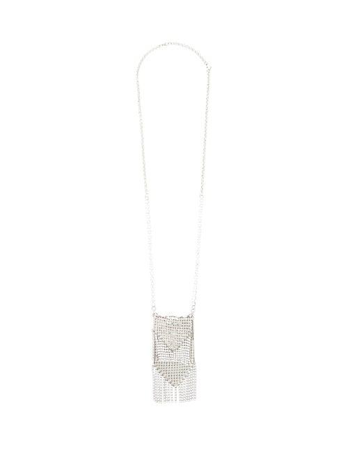 Matchesfashion.com Paco Rabanne - Crystal-embellished Chainmail-pouch Necklace - Womens - Silver