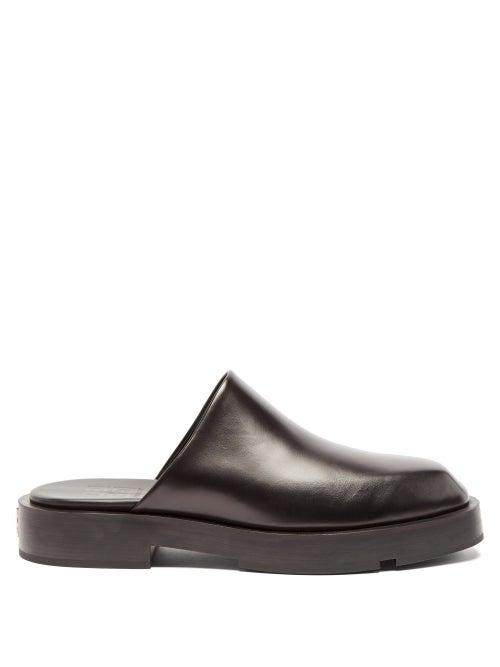 Mens Shoes Givenchy - Gg-plaque Leather Mules - Mens - Black