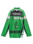 Matchesfashion.com Vetements - Wording-print Oversized Cotton Hockey Sweatshirt - Mens - Green
