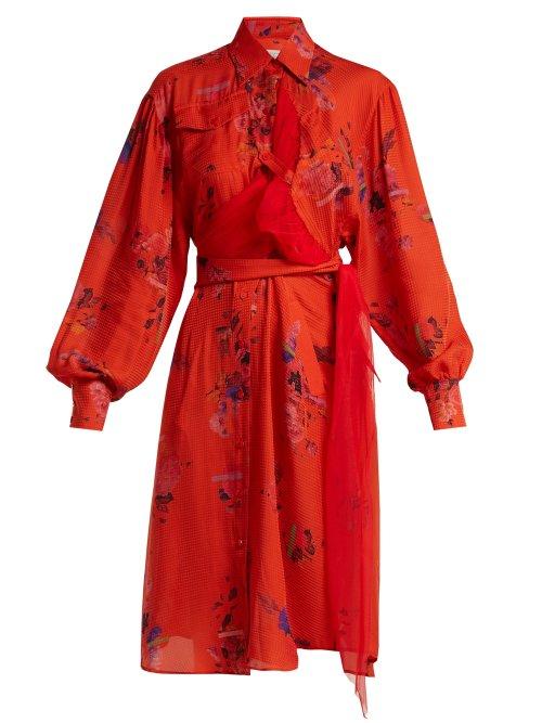 Matchesfashion.com Preen By Thornton Bregazzi - Susanna Floral Print Silk Shirtdress - Womens - Red Multi