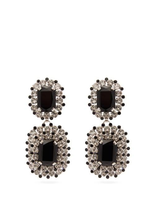 Matchesfashion.com Dolce & Gabbana - Crystal Drop Clip Earrings - Womens - Black
