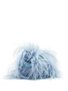 Matchesfashion.com Marques'almeida - Feather-trimmed Leather Bag - Womens - Light Blue