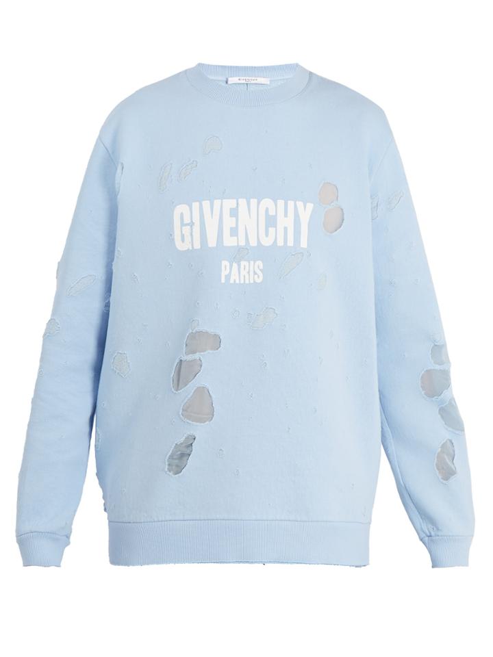 Givenchy Destroyed Logo Crew-neck Cotton Sweatshirt