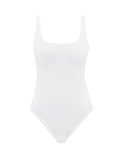 Matchesfashion.com Casa Raki - Carolina Square-neck Pebbled-effect Swimsuit - Womens - White