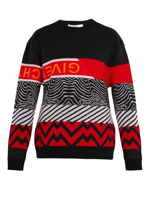 Matchesfashion.com Givenchy - Patterned Intarsia Wool Blend Sweater - Mens - Multi