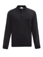 Matchesfashion.com Lemaire - Wool-blend Long-sleeved Polo Shirt - Mens - Black