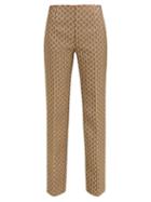 Matchesfashion.com Prada - High Rise Geometric Brocade Trousers - Womens - Silver Multi