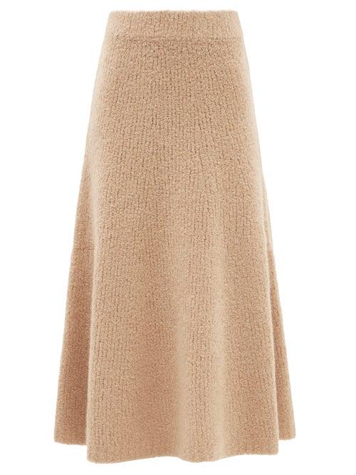 Gabriela Hearst - Pablo Flared Cashmere-blend Boucl Skirt - Womens - Camel