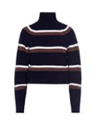 Ladies Rtw Marni - Roll-neck Intarsia-striped Sweater - Womens - Black Multi