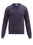 Matchesfashion.com Ami - Ami De Caur-logo Cotton-jersey Sweatshirt - Mens - Navy