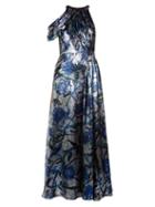 Christopher Kane Rose-print Lam Draped Gown