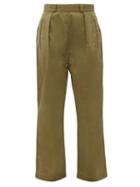 Matchesfashion.com Chimala - Sulfur Pleated Cotton-twill Trousers - Womens - Khaki