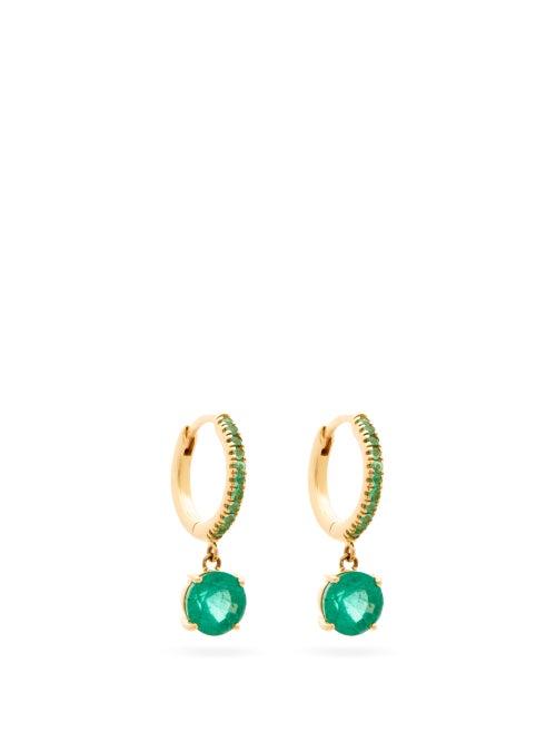 Matchesfashion.com Ileana Makri - Grass Seed Emerald & 18kt Gold Earrings - Womens - Green Gold