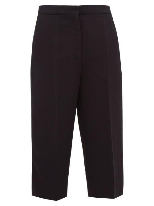 Matchesfashion.com Rochas - Satin Trimmed Cropped Crepe Trousers - Womens - Black