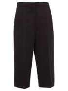 Matchesfashion.com Rochas - Satin Trimmed Cropped Crepe Trousers - Womens - Black
