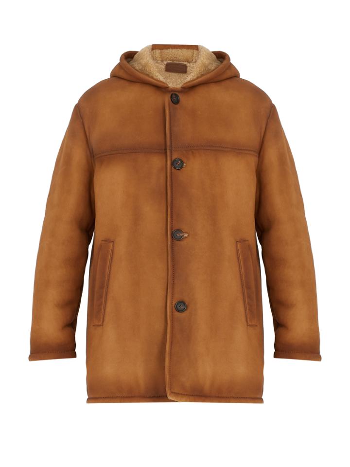 Prada Hooded Shearling Coat