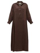 Matchesfashion.com Asceno - Porto Mosaic-print Silk Shirt Dress - Womens - Brown Print
