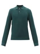 A.p.c. - Kyle Waffle-knit Long-sleeved Polo Shirt - Mens - Dark Green